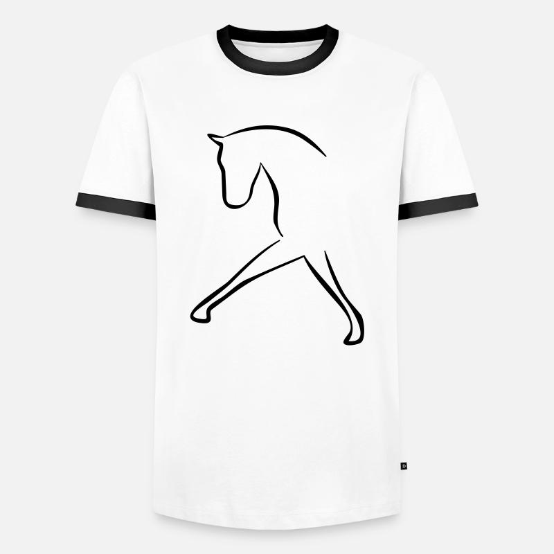 Pferd - Männer Kontrast-T-Shirt - Weiß/Schwarz