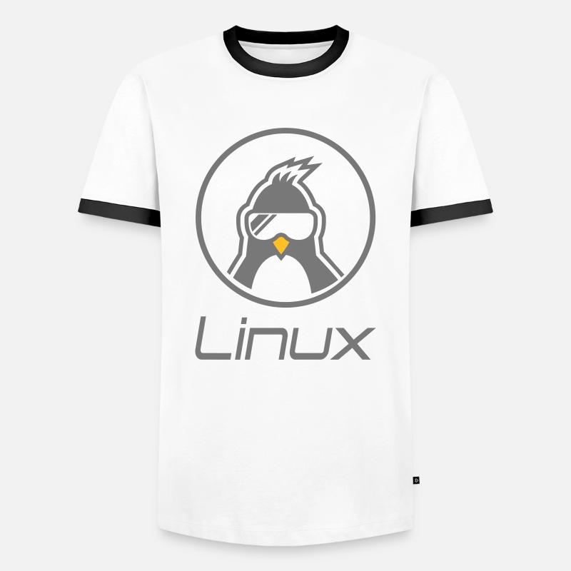 linux - Männer Kontrast-T-Shirt - Weiß/Schwarz