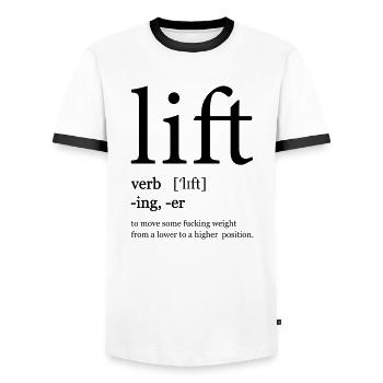 Lift Definition - Men's Ringer Shirt - white/black - Front - AI Model Female 172 light (172cm) & AI Model Male 178 dark (178cm)