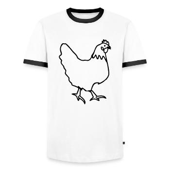 Poule poule Hüner - T-shirt contrasté Homme - blanc/noir - Devant - AI Model Female 172 light (172cm) & AI Model Male 178 dark (178cm)