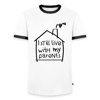 I still live with my parents - Männer Kontrast-T-Shirt - Weiß/Schwarz - Vorne - AI Model Female 172 light (172cm) & AI Model Male 178 dark (178cm)