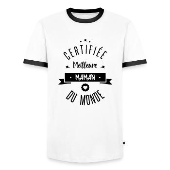 MEILLEURE MAMAN - T-shirt contrasté Homme - blanc/noir - Devant - AI Model Female 172 light (172cm) & AI Model Male 178 dark (178cm)
