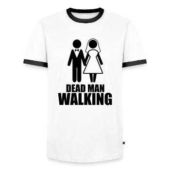 Dead Man Walking - Men's Ringer Shirt - white/black - Front - AI Model Female 172 light (172cm) & AI Model Male 178 dark (178cm)