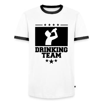 wappen cool logo text alkohol bier sau - Männer Kontrast-T-Shirt - Weiß/Schwarz - Vorne - AI Model Female 172 light (172cm) & AI Model Male 178 dark (178cm)