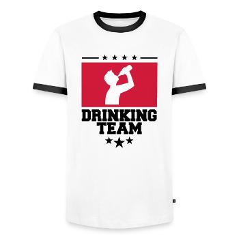 wappen cool logo text alkohol bier sau - Männer Kontrast-T-Shirt - Weiß/Schwarz - Vorne - AI Model Female 172 light (172cm) & AI Model Male 178 dark (178cm)