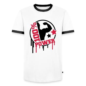 power_100_splat_co2 - T-shirt contrasté Homme - blanc/noir - Devant - AI Model Female 172 light (172cm) & AI Model Male 178 dark (178cm)