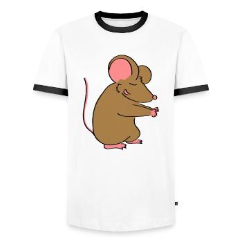 Mäusepaar Teil 2 - Männer Kontrast-T-Shirt - Weiß/Schwarz - Vorne - AI Model Female 172 light (172cm) & AI Model Male 178 dark (178cm)