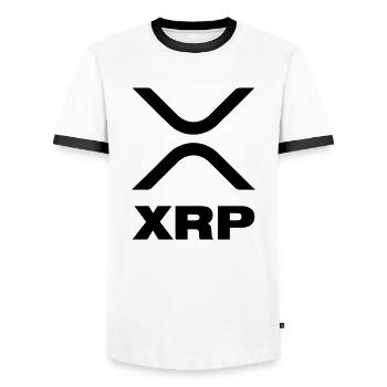 xrp_logo - Men's Ringer Shirt - white/black - Front - AI Model Female 172 light (172cm) & AI Model Male 178 dark (178cm)