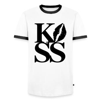 Kiss - T-shirt contrasté Homme - blanc/noir - Devant - AI Model Female 172 light (172cm) & AI Model Male 178 dark (178cm)