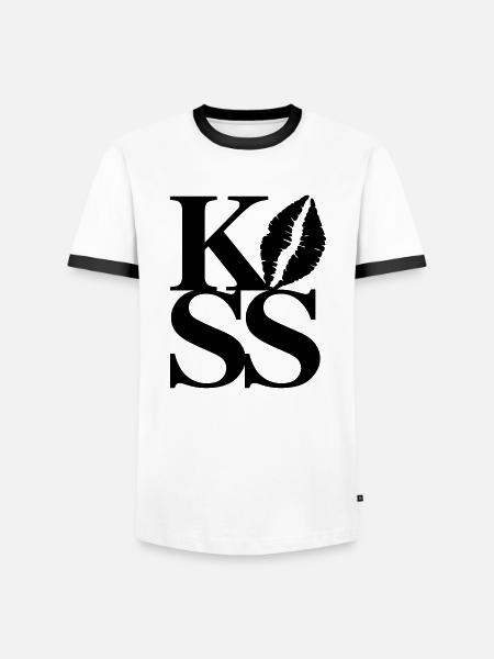Kiss - Männer Kontrast-T-Shirt - Weiß/Schwarz