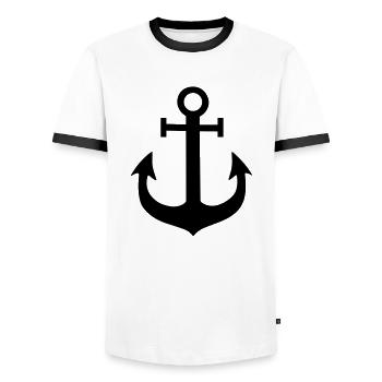 anchor - Men's Ringer Shirt - white/black - Front - AI Model Female 172 light (172cm) & AI Model Male 178 dark (178cm)