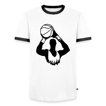 Basketball - Men's Ringer Shirt - white/black - Front - AI Model Female 172 light (172cm) & AI Model Male 178 dark (178cm)