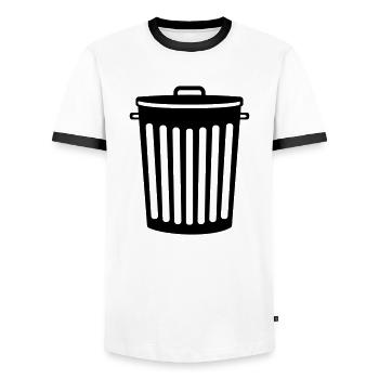 bucket bucket rubbish throw away trash rubbish recy - Men's Ringer Shirt - white/black - Front - AI Model Female 172 light (172cm) & AI Model Male 178 dark (178cm)