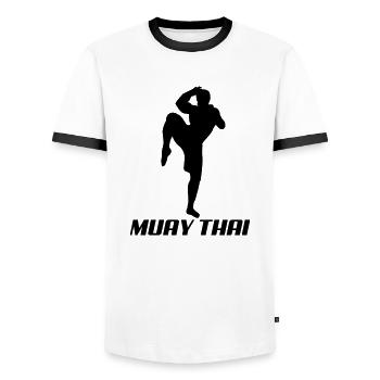 muay_thai1 - Männer Kontrast-T-Shirt - Weiß/Schwarz - Vorne - AI Model Female 172 light (172cm) & AI Model Male 178 dark (178cm)
