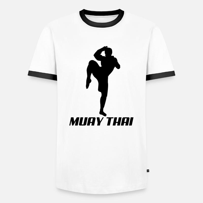 muay_thai1 - Männer Kontrast-T-Shirt - Weiß/Schwarz