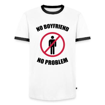 no_boyfriend_no_problem - T-shirt contrasté Homme - blanc/noir - Devant - AI Model Female 172 light (172cm) & AI Model Male 178 dark (178cm)