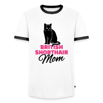 British Shorthair Mom - T-shirt contrasté Homme - blanc/noir - Devant - AI Model Female 172 light (172cm) & AI Model Male 178 dark (178cm)
