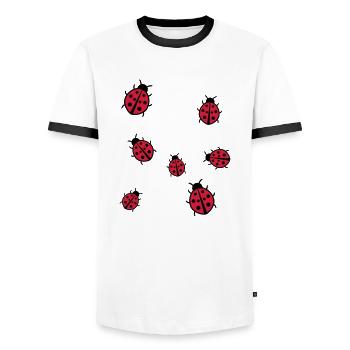 Kleiner Marienkäfer - Männer Kontrast-T-Shirt - Weiß/Schwarz - Vorne - AI Model Female 172 light (172cm) & AI Model Male 178 dark (178cm)