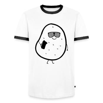 potato with beer - Men's Ringer Shirt - white/black - Front - AI Model Female 172 light (172cm) & AI Model Male 178 dark (178cm)