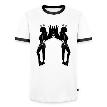 sexy_angel_woman_02 - Männer Kontrast-T-Shirt - Weiß/Schwarz - Vorne - AI Model Female 172 light (172cm) & AI Model Male 178 dark (178cm)