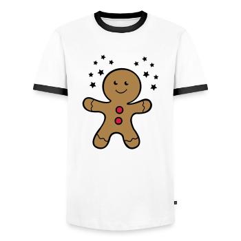 lebkuchenmann_2 - Männer Kontrast-T-Shirt - Weiß/Schwarz - Vorne - AI Model Female 172 light (172cm) & AI Model Male 178 dark (178cm)