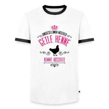 junggesellinnen geile henne abschied - Männer Kontrast-T-Shirt - Weiß/Schwarz - Vorne - AI Model Female 172 light (172cm) & AI Model Male 178 dark (178cm)