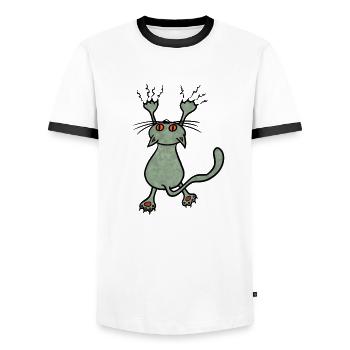 Wild cat green - Men's Ringer Shirt - white/black - Front - AI Model Female 172 light (172cm) & AI Model Male 178 dark (178cm)