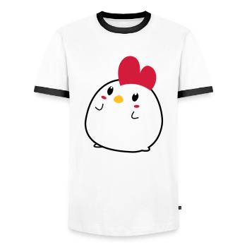 chick - Men's Ringer Shirt - white/black - Front - AI Model Female 172 light (172cm) & AI Model Male 178 dark (178cm)