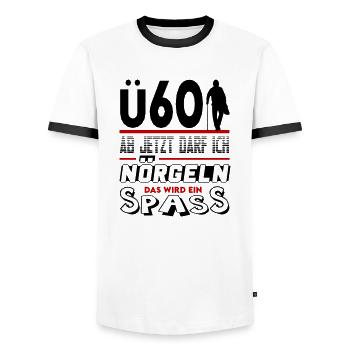 Mann Sprüche Geburtstag Ü Party Spass Nörgeln 60 - Männer Kontrast-T-Shirt - Weiß/Schwarz - Vorne - AI Model Female 172 light (172cm) & AI Model Male 178 dark (178cm)