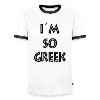 i'm so greek - Männer Kontrast-T-Shirt - Weiß/Schwarz - Vorne - AI Model Female 172 light (172cm) & AI Model Male 178 dark (178cm)