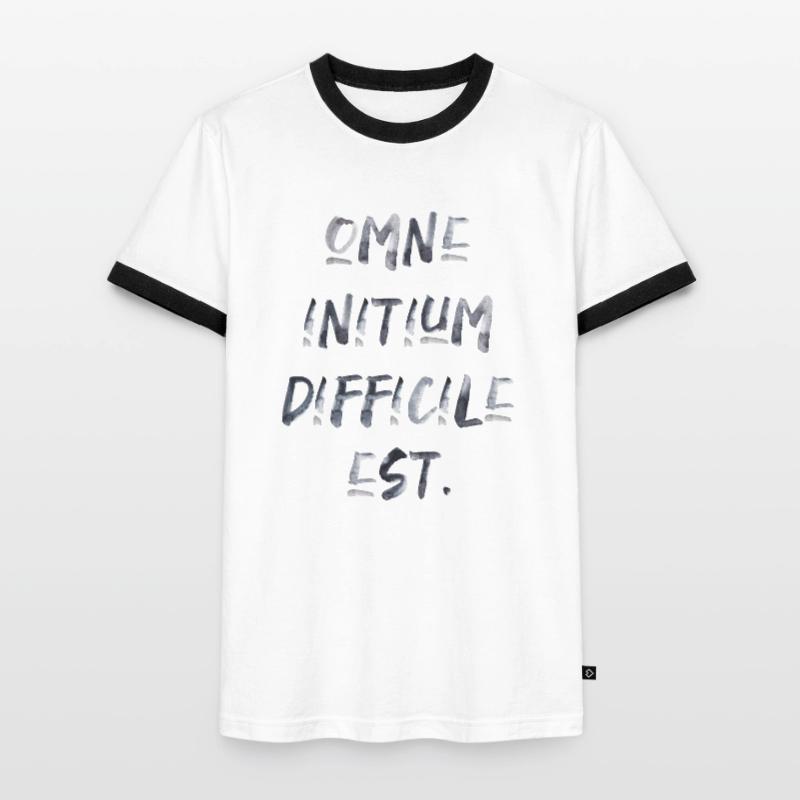 all beginning is difficult Latin quotation scripture Men's Ringer Shirt