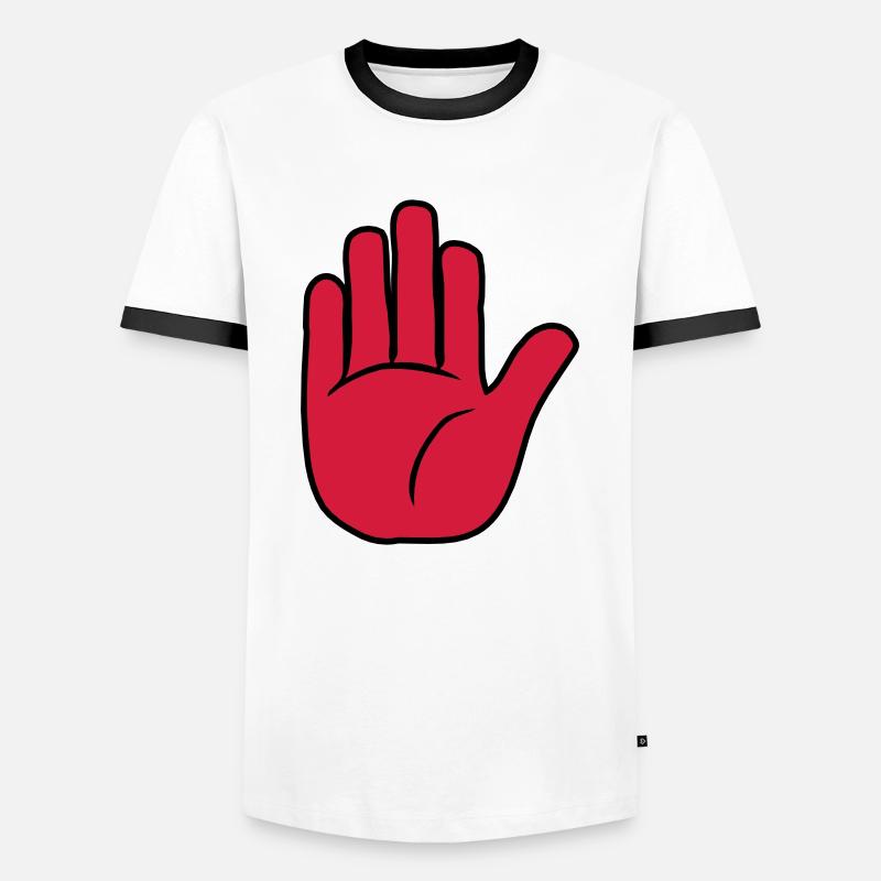 Stop Hand Zeichen - Männer Kontrast-T-Shirt - Weiß/Schwarz