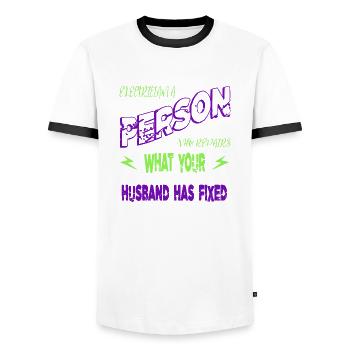 love gift idea electrician humor present idea - Men's Ringer Shirt - white/black - Front - AI Model Female 172 light (172cm) & AI Model Male 178 dark (178cm)