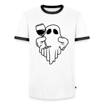 Comic Wine Drinking Spirit - Men's Ringer Shirt - white/black - Front - AI Model Female 172 light (172cm) & AI Model Male 178 dark (178cm)