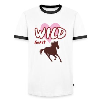 Silhouette eines laufenden Pferdes Wild Heart - Männer Kontrast-T-Shirt - Weiß/Schwarz - Vorne - AI Model Female 172 light (172cm) & AI Model Male 178 dark (178cm)
