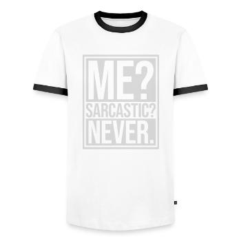 me sarcastic never quote - Men's Ringer Shirt - white/black - Front - AI Model Female 172 light (172cm) & AI Model Male 178 dark (178cm)
