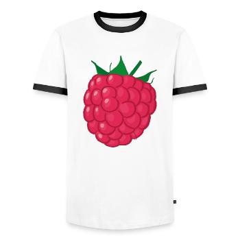 Raspberry Illustration Gift Idea - Men's Ringer Shirt - white/black - Front - AI Model Female 172 light (172cm) & AI Model Male 178 dark (178cm)