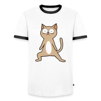 Lustig Katze macht Yoga Yogaliebhaber Geschenkidee - Männer Kontrast-T-Shirt - Weiß/Schwarz - Vorne - AI Model Female 172 light (172cm) & AI Model Male 178 dark (178cm)