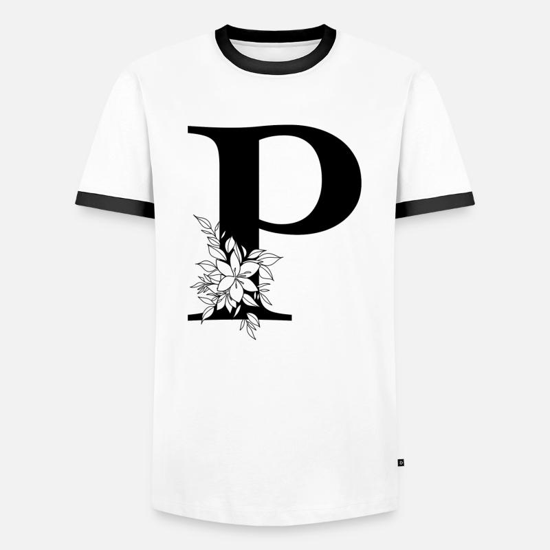 Buchstabe P - Männer Kontrast-T-Shirt - Weiß/Schwarz
