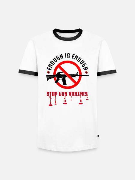 STOP VOLD MED SKYDEVÅBEN | NOK ER NOK - Herre kontrast-T-shirt - hvid/sort