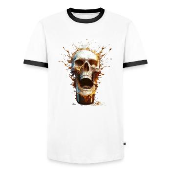 Explosion de bière Skull - T-shirt contrasté Homme - blanc/noir - Devant - AI Model Female 172 light (172cm) & AI Model Male 178 dark (178cm)