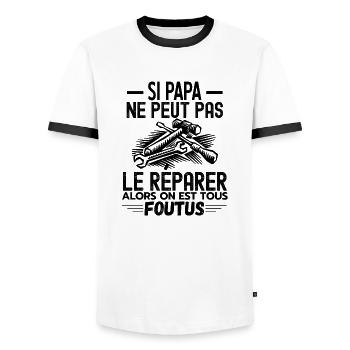 Papa réparateur Papa Bricoleur Papa de l année - T-shirt contrasté Homme - blanc/noir - Devant - AI Model Female 172 light (172cm) & AI Model Male 178 dark (178cm)