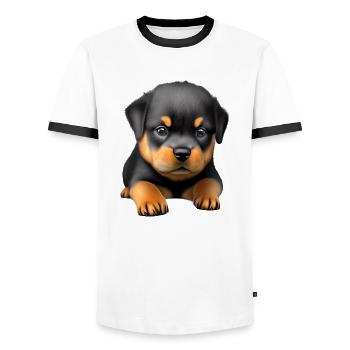 Rottweiler puppy Rottweiler dog puppy dogs - Men's Ringer Shirt - white/black - Front - AI Model Female 172 light (172cm) & AI Model Male 178 dark (178cm)