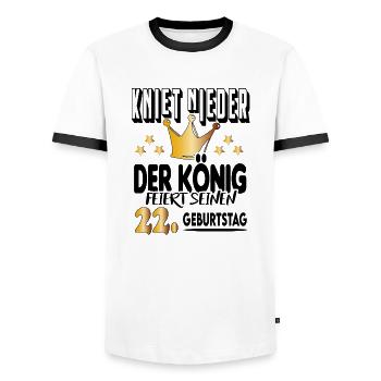 König Geburtstag 22 King Prinz Kniet nieder Krone - Männer Kontrast-T-Shirt - Weiß/Schwarz - Vorne - AI Model Female 172 light (172cm) & AI Model Male 178 dark (178cm)