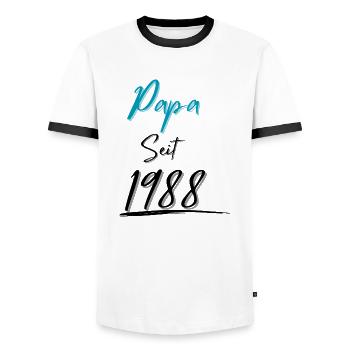 Papa seit 1988 - Männer Kontrast-T-Shirt - Weiß/Schwarz - Vorne - AI Model Female 172 light (172cm) & AI Model Male 178 dark (178cm)