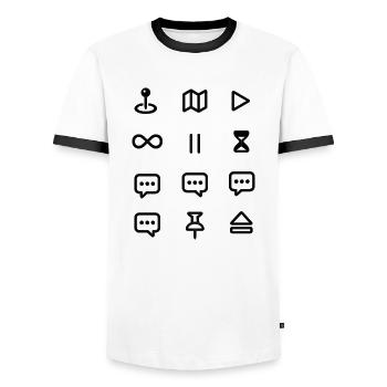 AWeTYet - Men's Ringer Shirt - white/black - Front - AI Model Female 172 light (172cm) & AI Model Male 178 dark (178cm)