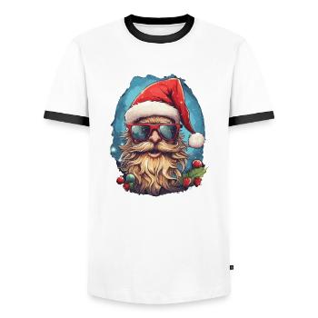 Tête de bande dessinée du Père Noël avec des lunettes - T-shirt contrasté Homme - blanc/noir - Devant - AI Model Female 172 light (172cm) & AI Model Male 178 dark (178cm)