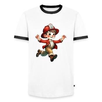 Firefighter Boy - Men's Ringer Shirt - white/black - Front - AI Model Female 172 light (172cm) & AI Model Male 178 dark (178cm)