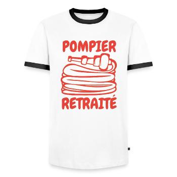 POMPIER A LA RETRAITE / POMPIER RETRAITÉ - T-shirt contrasté Homme - blanc/noir - Devant - AI Model Female 172 light (172cm) & AI Model Male 178 dark (178cm)