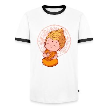 Buddha Monk Namaste Buddhism I Gift - Men's Ringer Shirt - white/black - Front - AI Model Female 172 light (172cm) & AI Model Male 178 dark (178cm)
